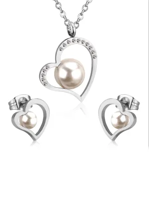 3pcs Heart & Pearl Charm Jewelry Set - FD ⚡