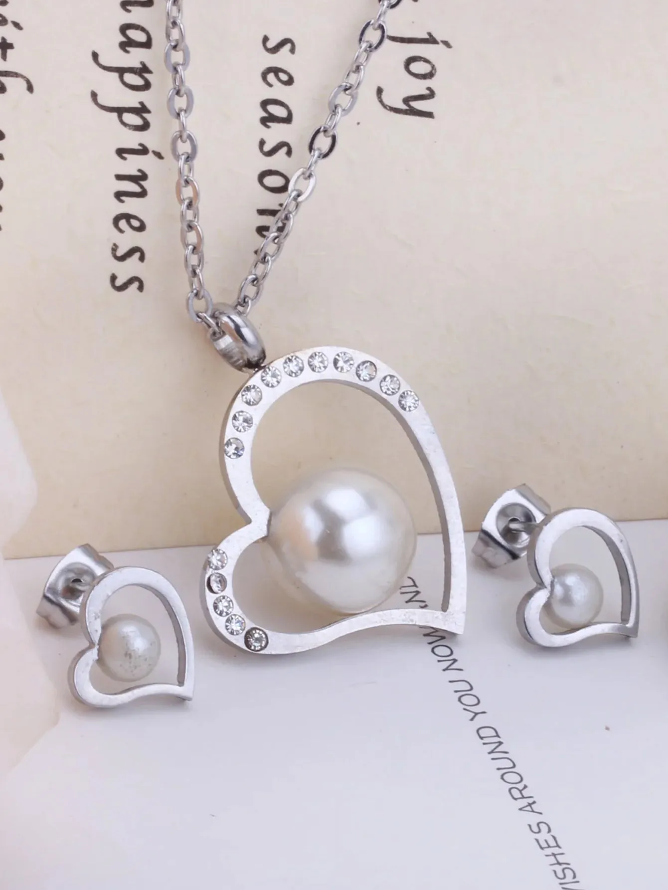 3pcs Heart & Pearl Charm Jewelry Set - FD ⚡