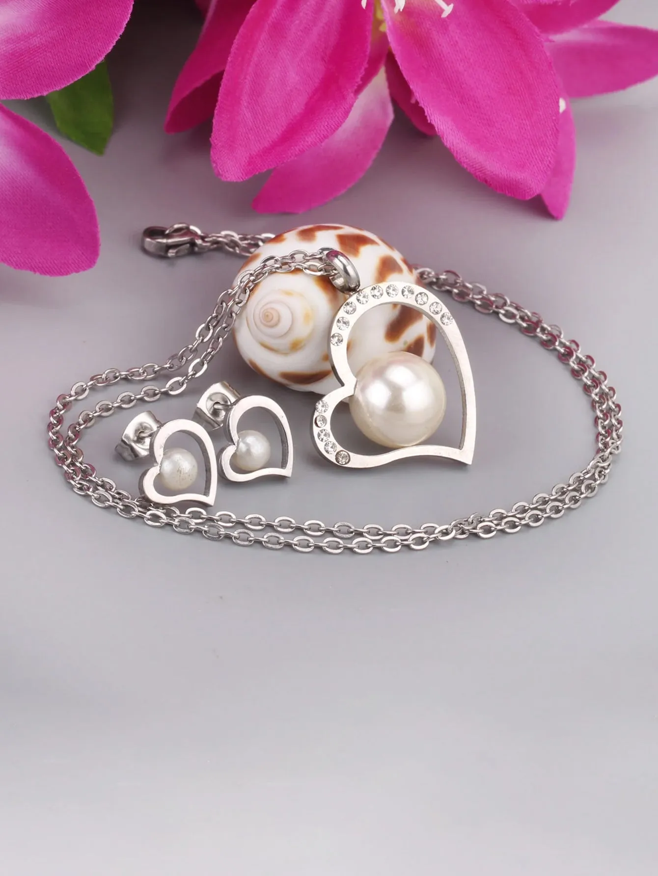 3pcs Heart & Pearl Charm Jewelry Set - FD ⚡