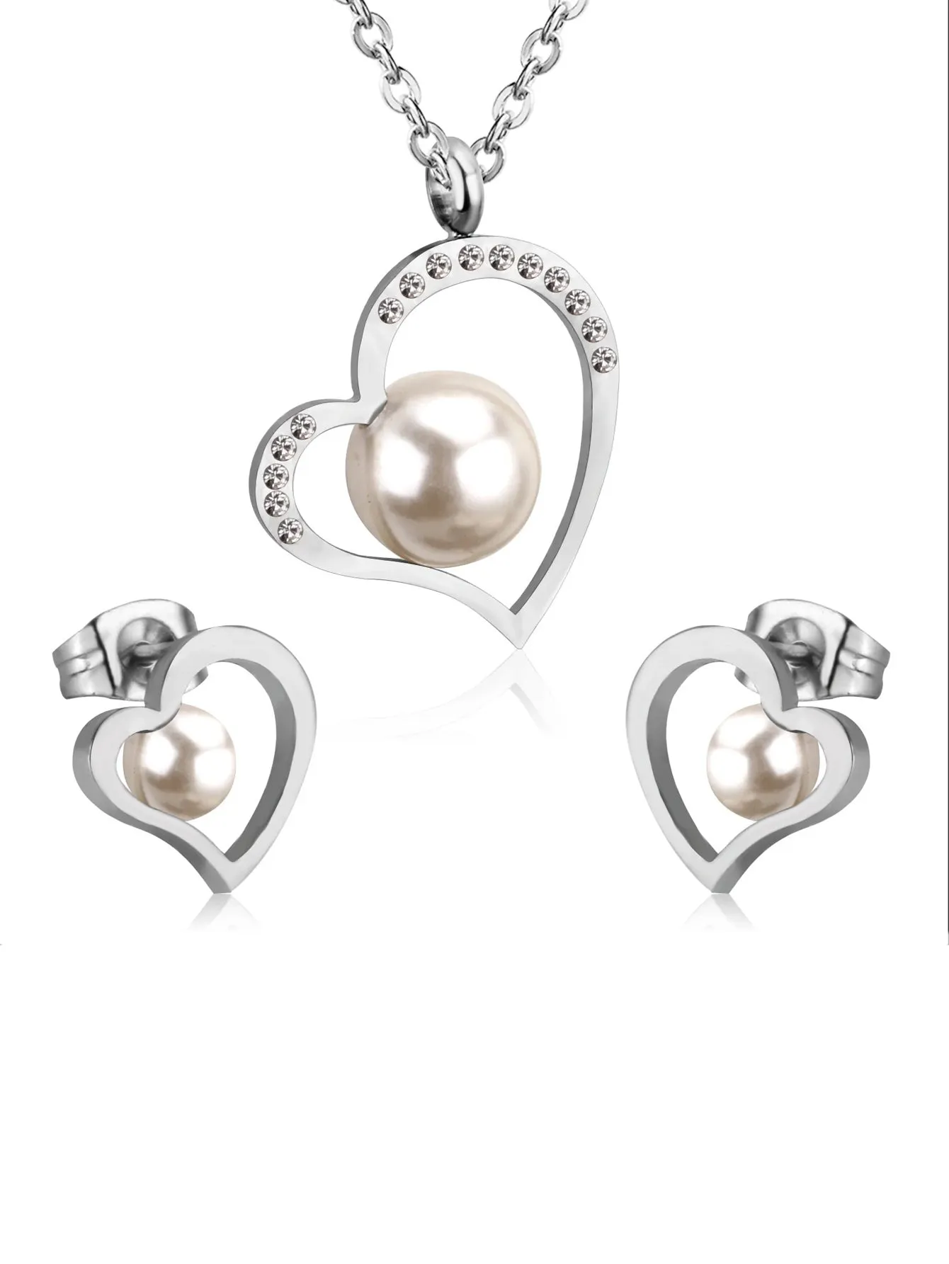 3pcs Heart & Pearl Charm Jewelry Set - FD ⚡