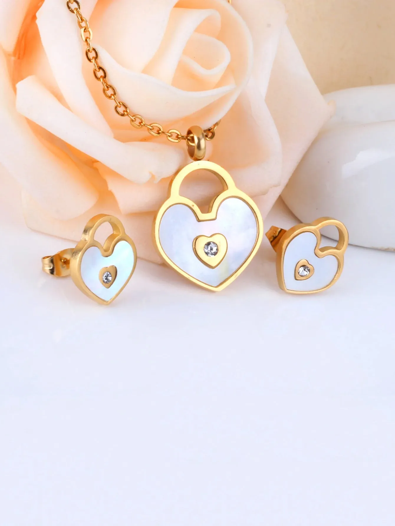 3pcs Heart Lock Charm Jewelry Set - FD ⚡