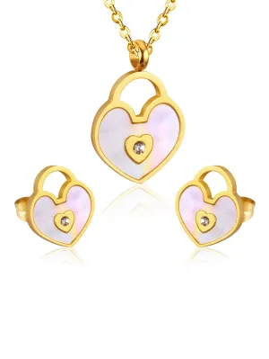 3pcs Heart Lock Charm Jewelry Set - FD ⚡