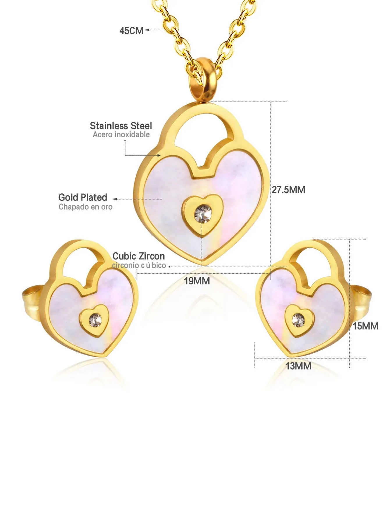 3pcs Heart Lock Charm Jewelry Set - FD ⚡