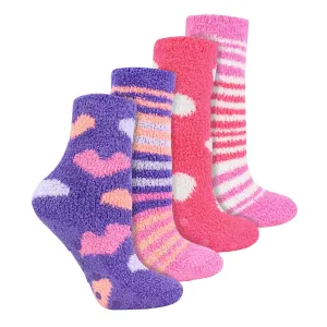 4 Pairs of Girls Cosy Soft Slipper Socks