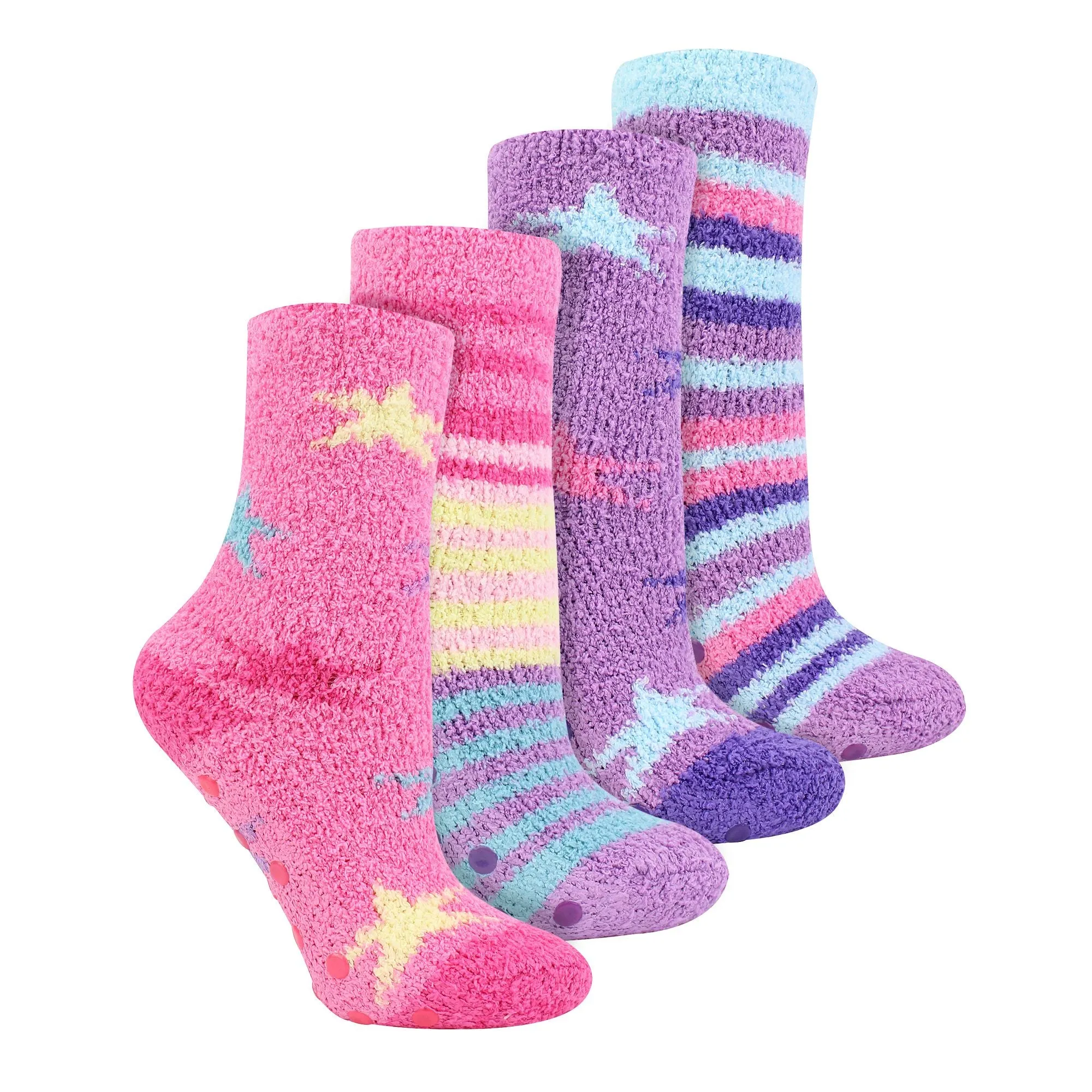 4 Pairs of Girls Cosy Soft Slipper Socks