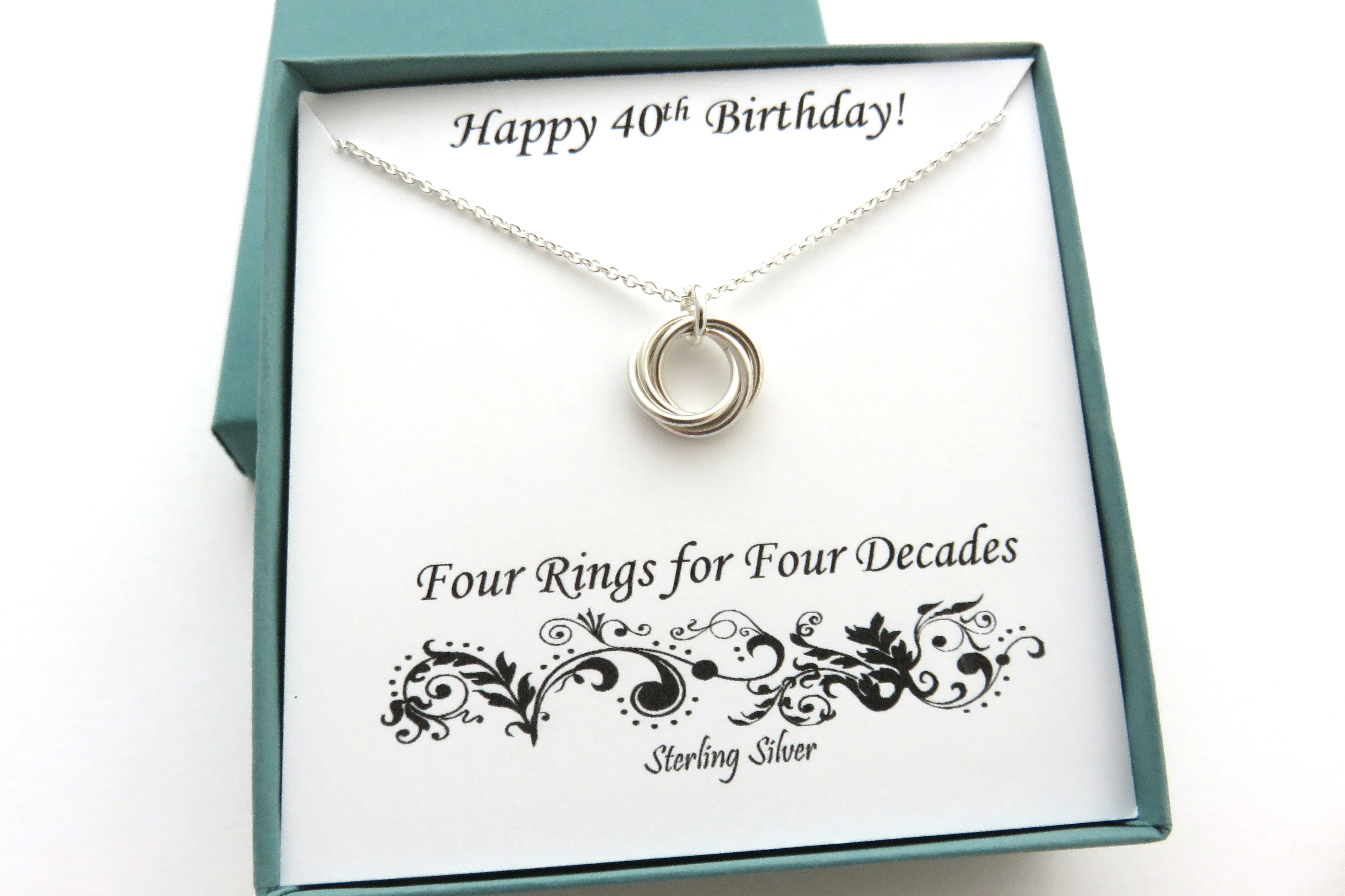 40th Birthday Gift for Women | Sterling Silver Birthday Necklace | 40th Birthday Gifts