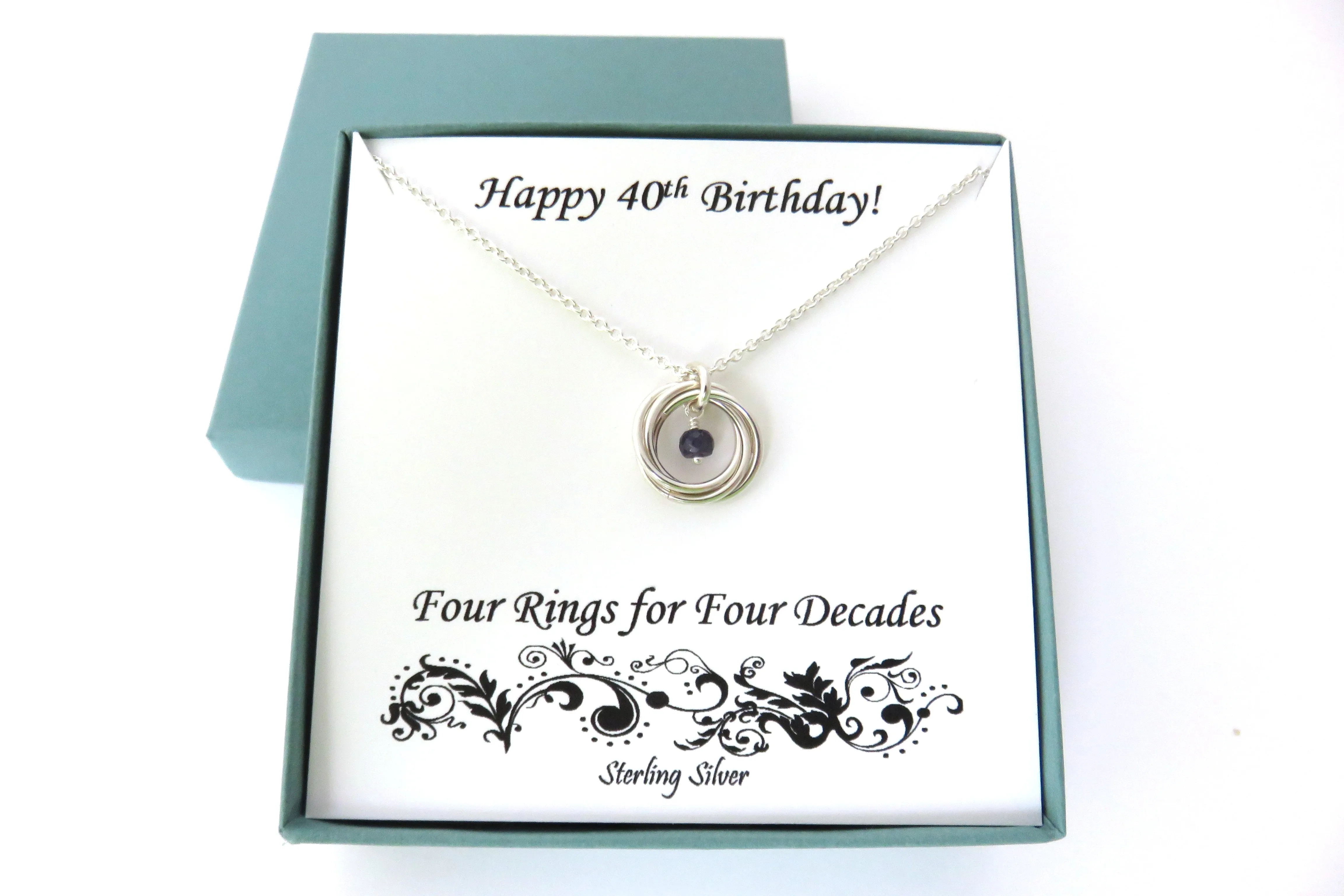 40th Birthday Gift for Women | Sterling Silver Birthstone Necklace | 40th Birthday Gifts