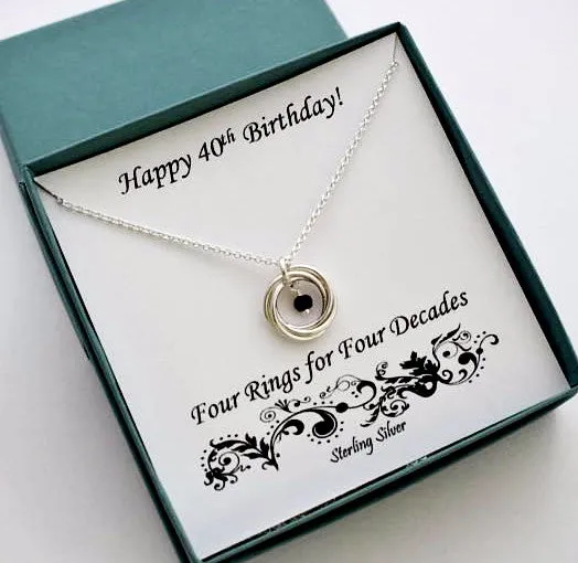 40th Birthday Gift for Women | Sterling Silver Birthstone Necklace | 40th Birthday Gifts