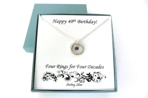 40th Birthday Gift for Women | Sterling Silver Birthstone Necklace | 40th Birthday Gifts