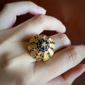 50s-60s 18k Sapphire & Diamond Dome Ring