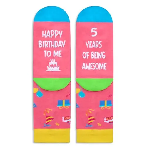 5th Birthday Gifts for 5 Year Old Girls Boys, Crazy Silly Funny Socks for Kids, Kids Novelty Socks