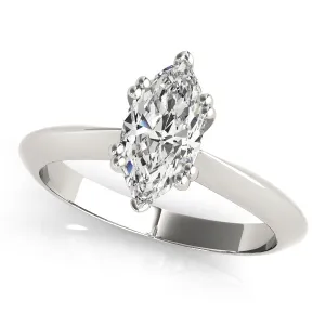 6-Prong Marquise Solitaire 14k White Gold Moissanite Engagement Ring