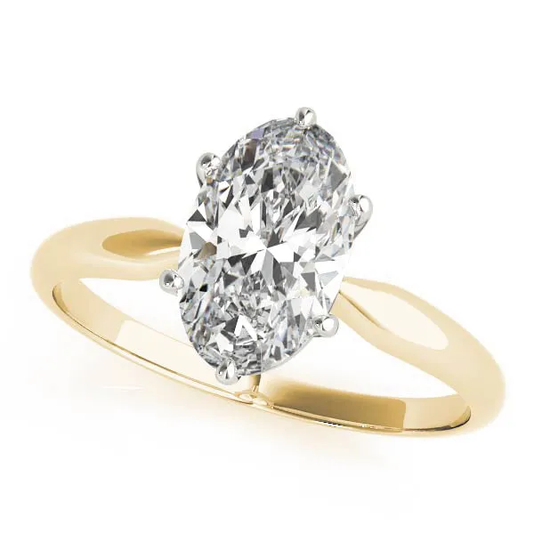 6-Prong Oval Solitaire Platinum Moissanite Engagement Ring