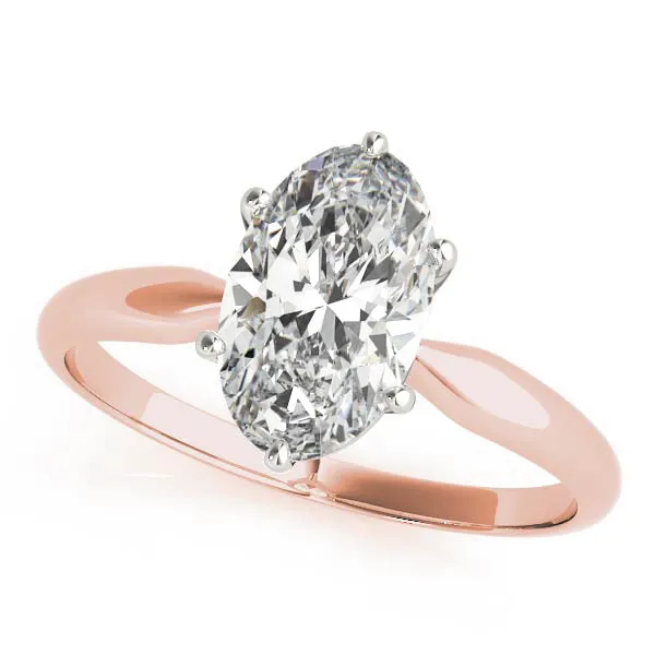 6-Prong Oval Solitaire Platinum Moissanite Engagement Ring