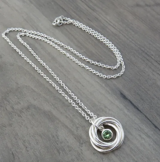 60th Birthday Gift for Women | Sterling Silver Birthstone Necklace | 60th Birthday necklace, 6 rings