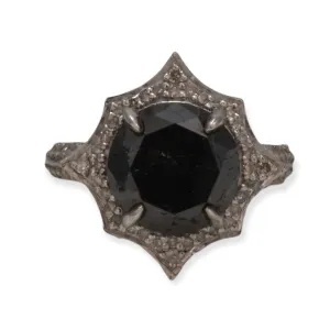 6.79tcw Black & White Diamonds in 925 Sterling Silver Cocktail Ring