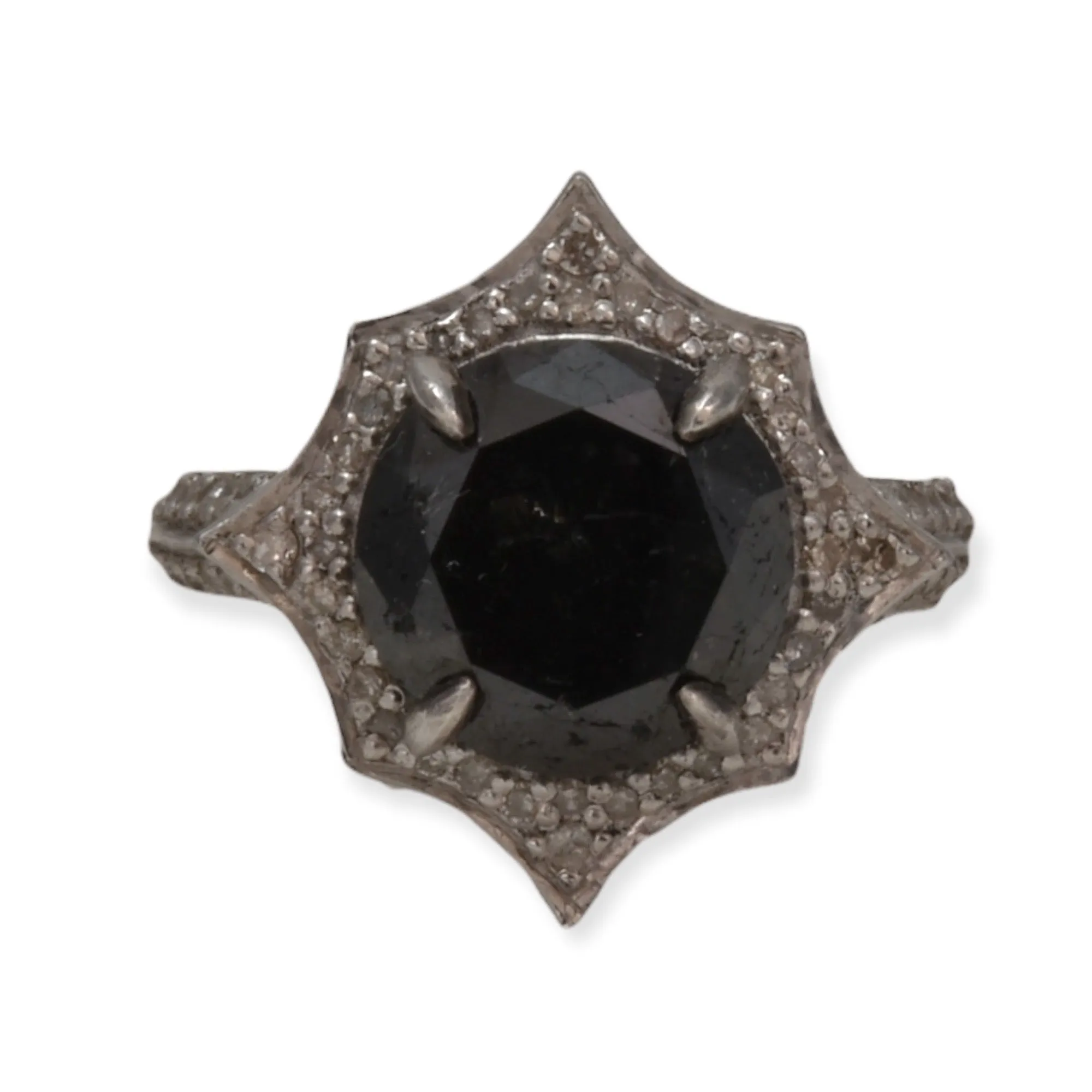6.79tcw Black & White Diamonds in 925 Sterling Silver Cocktail Ring