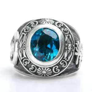 925 handmade silver Sapphire Topaz ring