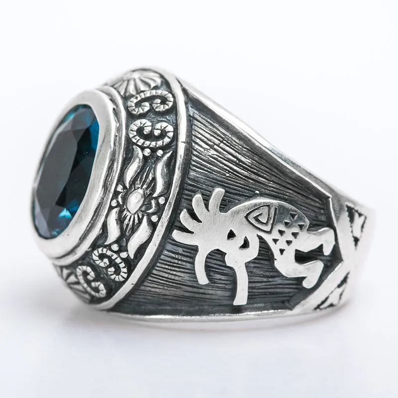 925 handmade silver Sapphire Topaz ring