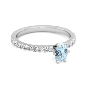 925 Sterling Silver 0.25 Ctw Blue Topaz Solitaire Accent Dazzling Ring