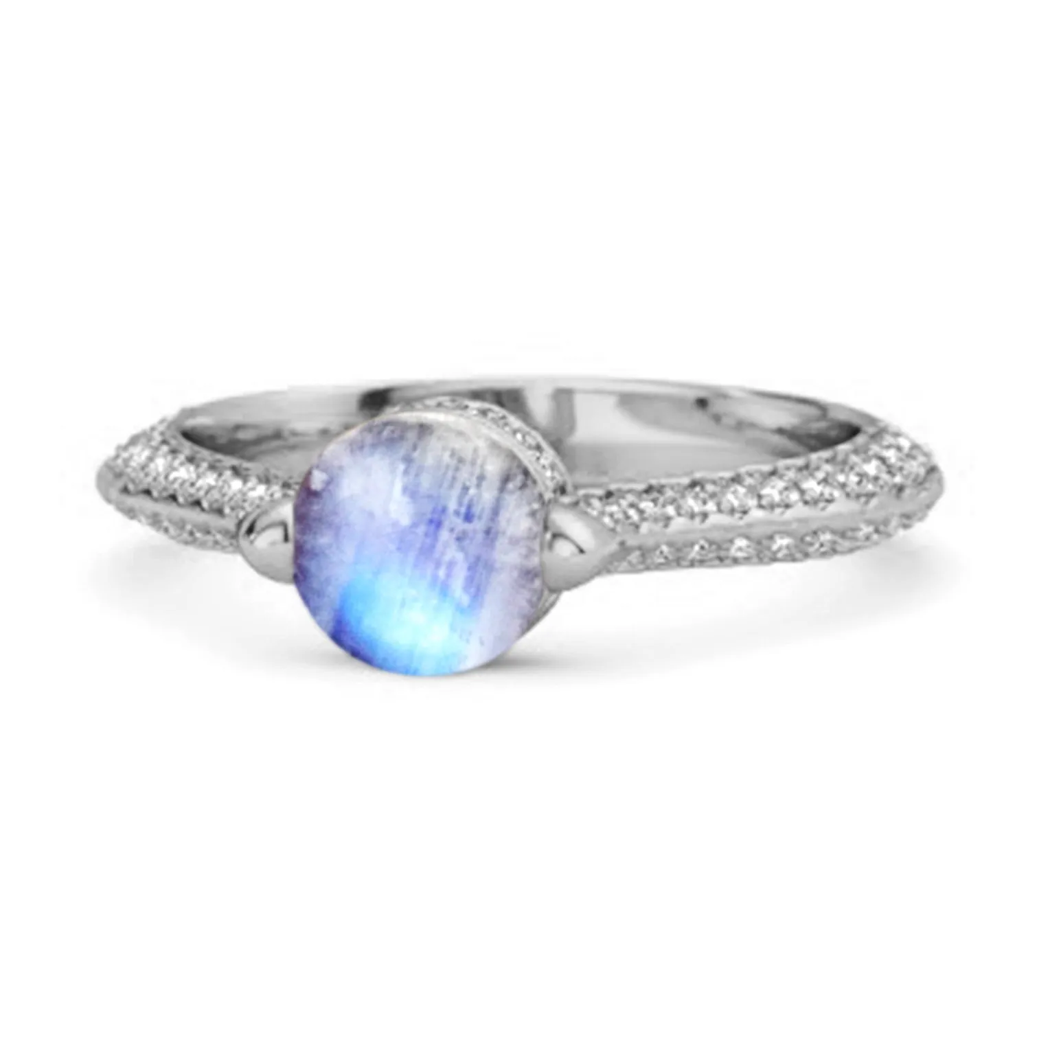 925 Sterling Silver 0.25 Ctw Moonstone Solitaire Accents Ring