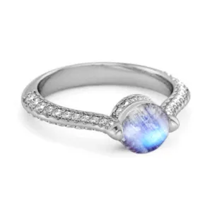 925 Sterling Silver 0.25 Ctw Moonstone Solitaire Accents Ring