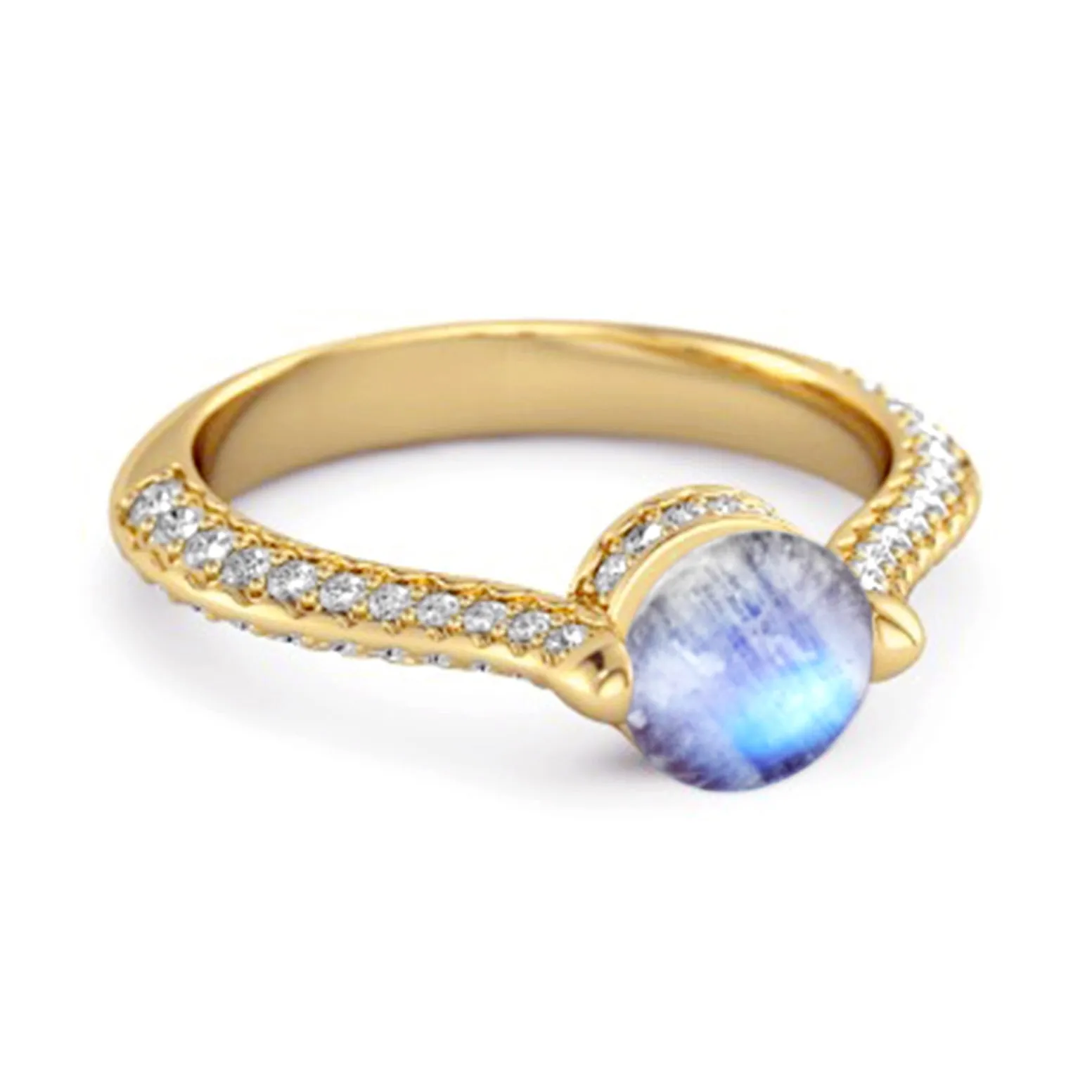 925 Sterling Silver 0.25 Ctw Moonstone Solitaire Accents Ring