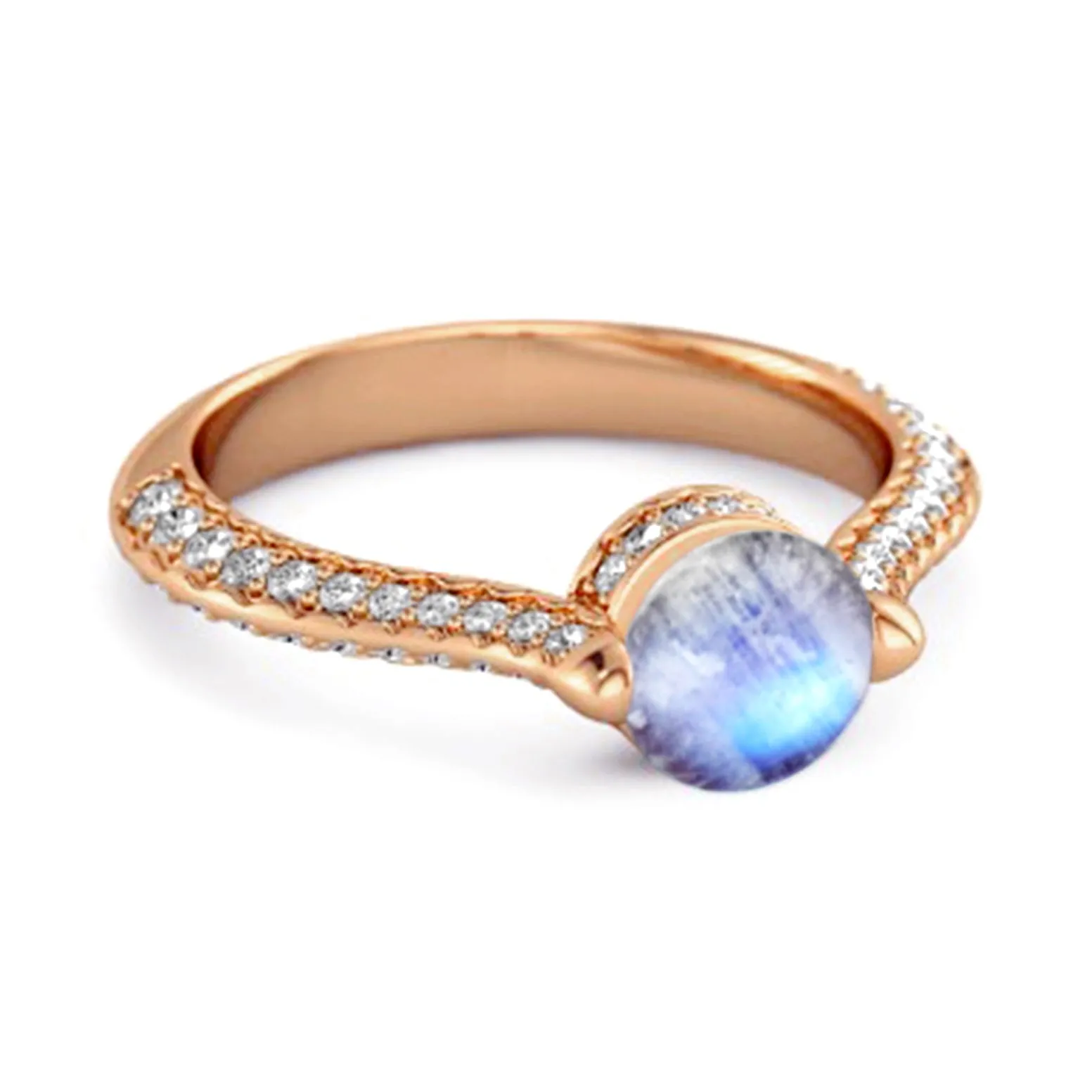 925 Sterling Silver 0.25 Ctw Moonstone Solitaire Accents Ring