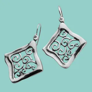 925 Sterling Silver Earrings Wavy with Decorations