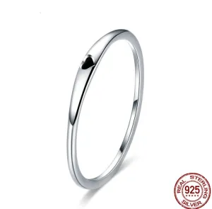 925 Sterling Silver Round Circle Pure Finger Ring