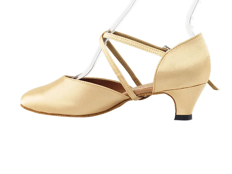 9691 Light Brown Satin & Cuban Heel