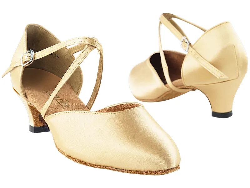 9691 Light Brown Satin & Cuban Heel