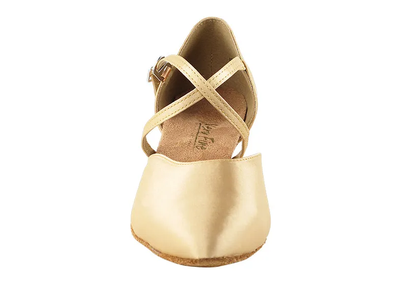 9691 Light Brown Satin & Cuban Heel