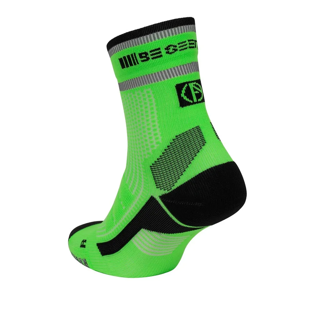 ABSOLUTE360 [BE SEEN] Performance Running Socks - Quarter - Green
