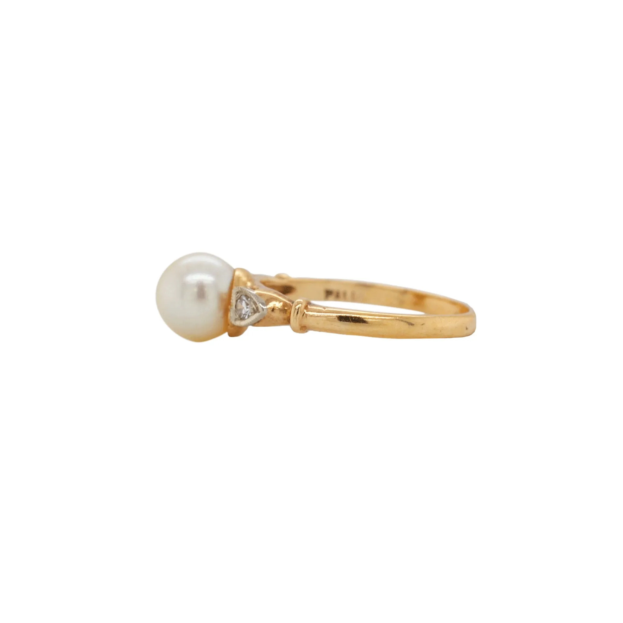 Akoya Pearl & Diamond Yellow Gold Heart Ring