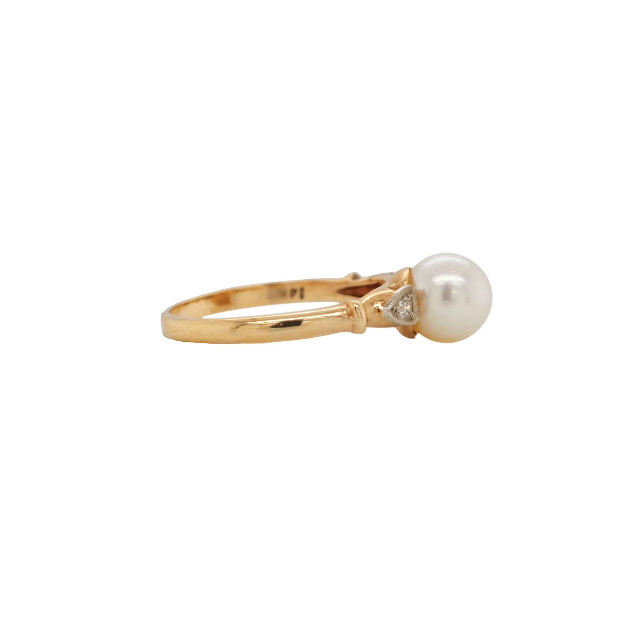 Akoya Pearl & Diamond Yellow Gold Heart Ring