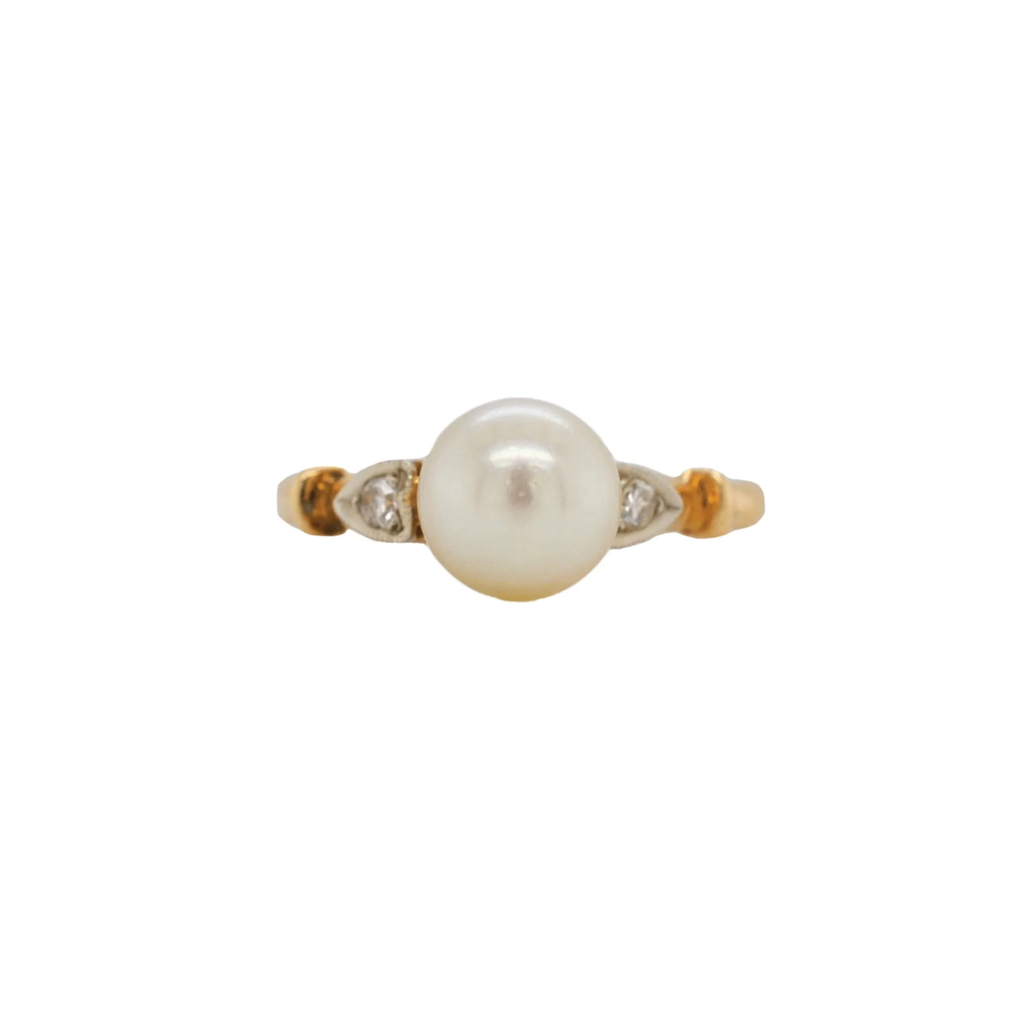Akoya Pearl & Diamond Yellow Gold Heart Ring