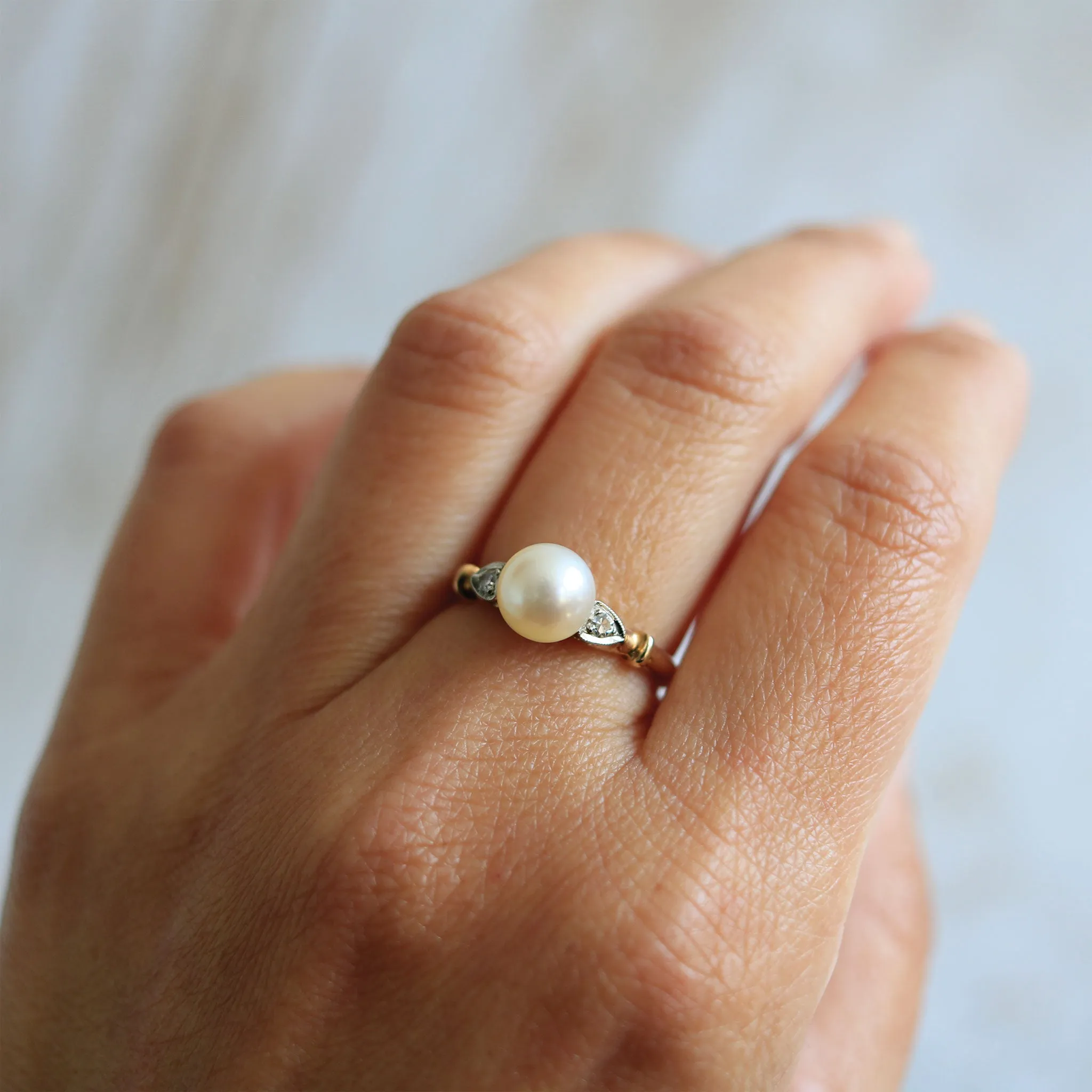 Akoya Pearl & Diamond Yellow Gold Heart Ring