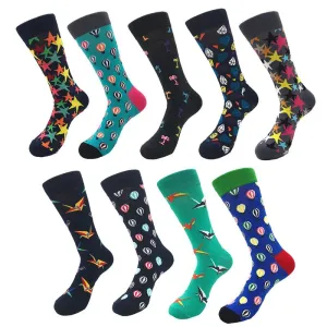 Amedoe Men's Colorful Star Diamond Baloon Art Desgin 9 Pack Assorted Bundle Socks