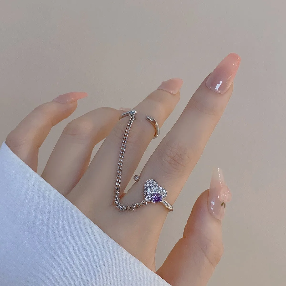 Amethyst Butterfly Ring Set
