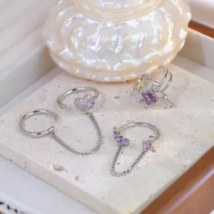 Amethyst Butterfly Ring Set