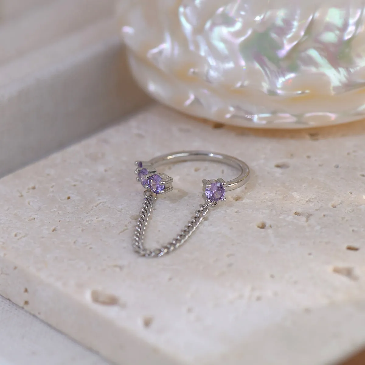 Amethyst Butterfly Ring Set