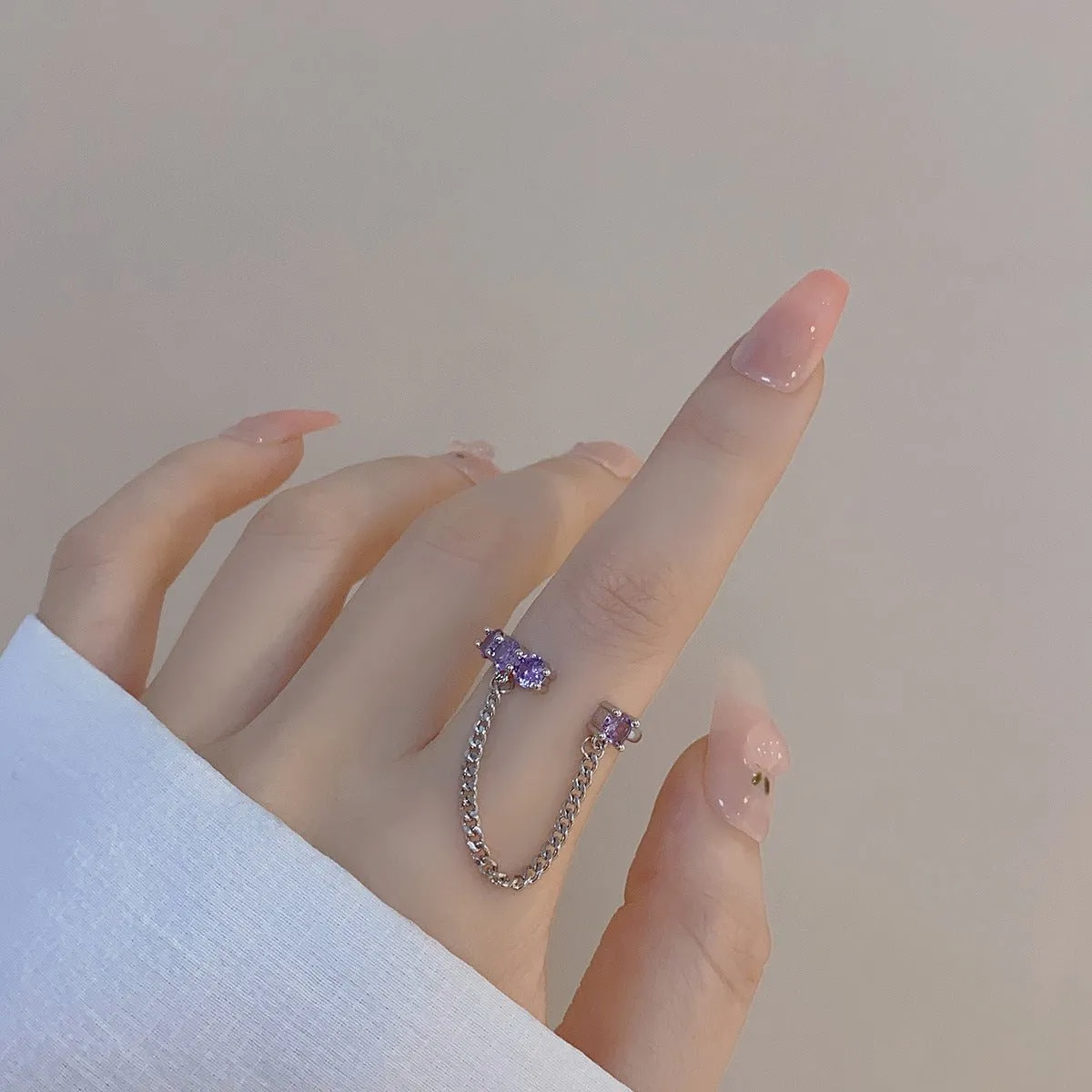 Amethyst Butterfly Ring Set
