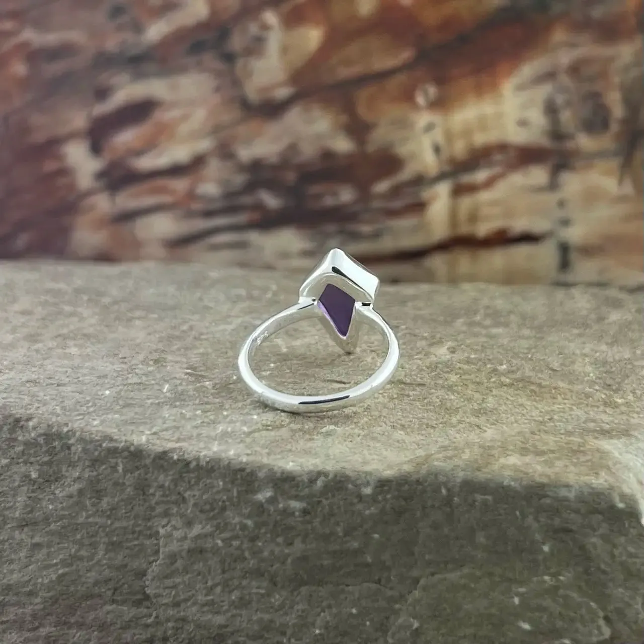 Amethyst Sterling Silver Shield Ring