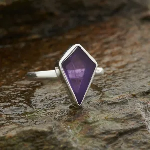 Amethyst Sterling Silver Shield Ring