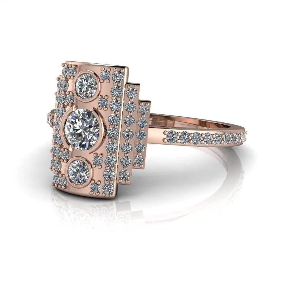 Anastasia Natural Round Brilliant Prong Set Pave Diamonds Cocktail Custom Ring - White Gold, Palladium, or Platinum