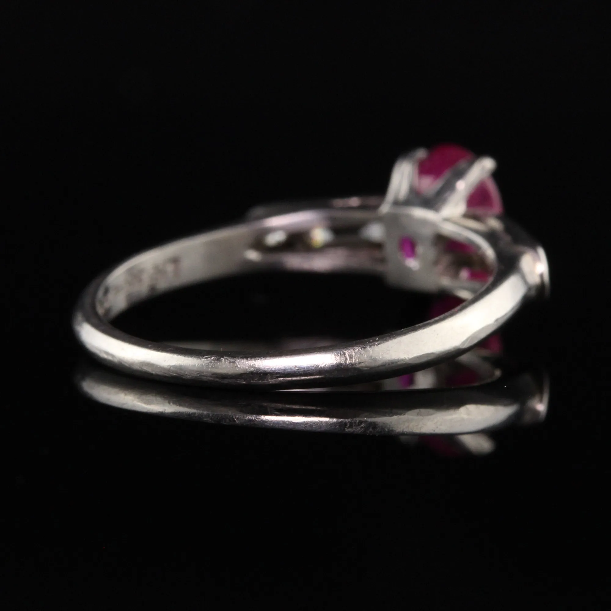 Antique Art Deco Platinum Ruby and Diamond Engagement Ring