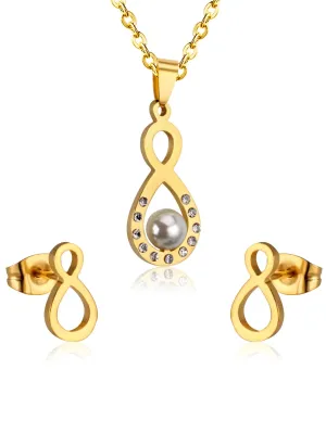 Apeiron Zircon Decor Pendant & Stud Earrings Set - FD ⚡