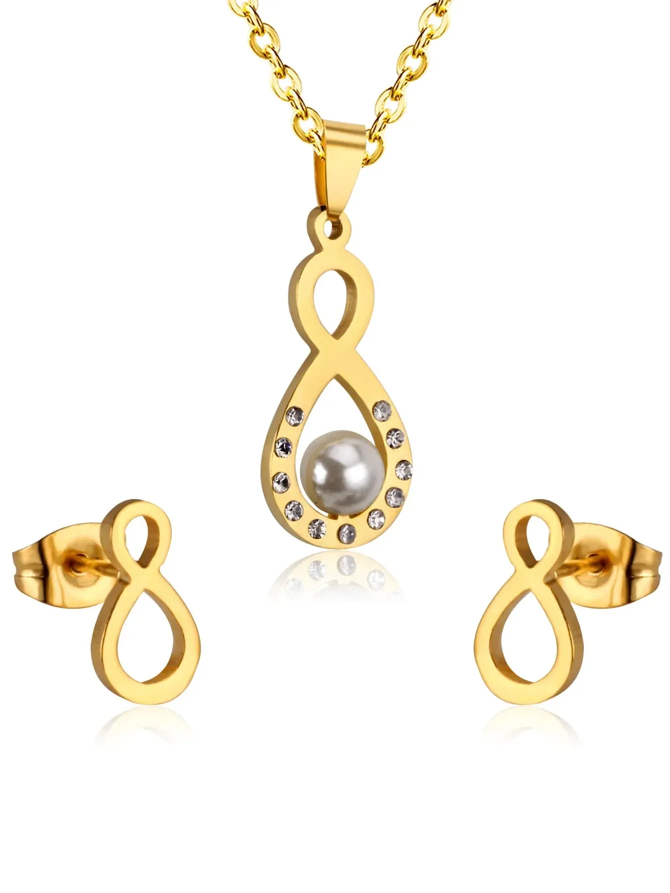 Apeiron Zircon Decor Pendant & Stud Earrings Set - FD ⚡