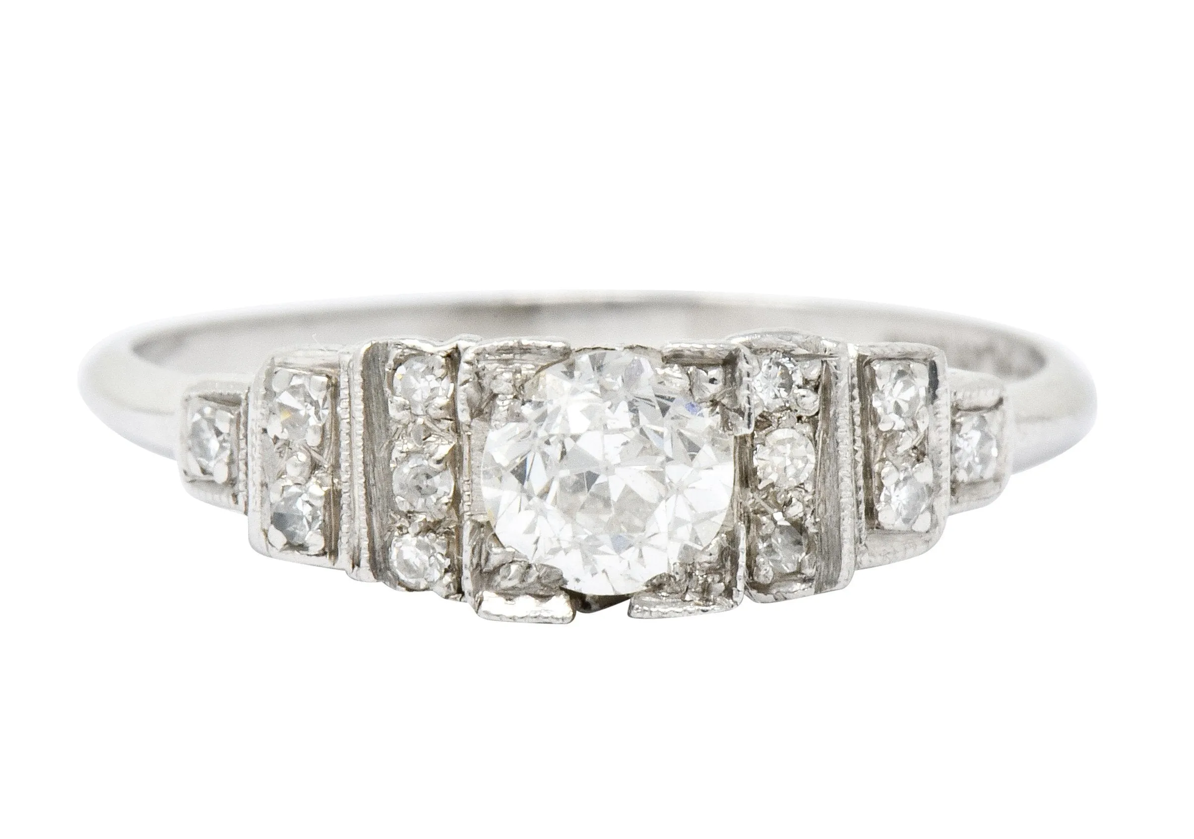 Art Deco 0.60 CTW Diamond Platinum Engagement Ring Circa 1930